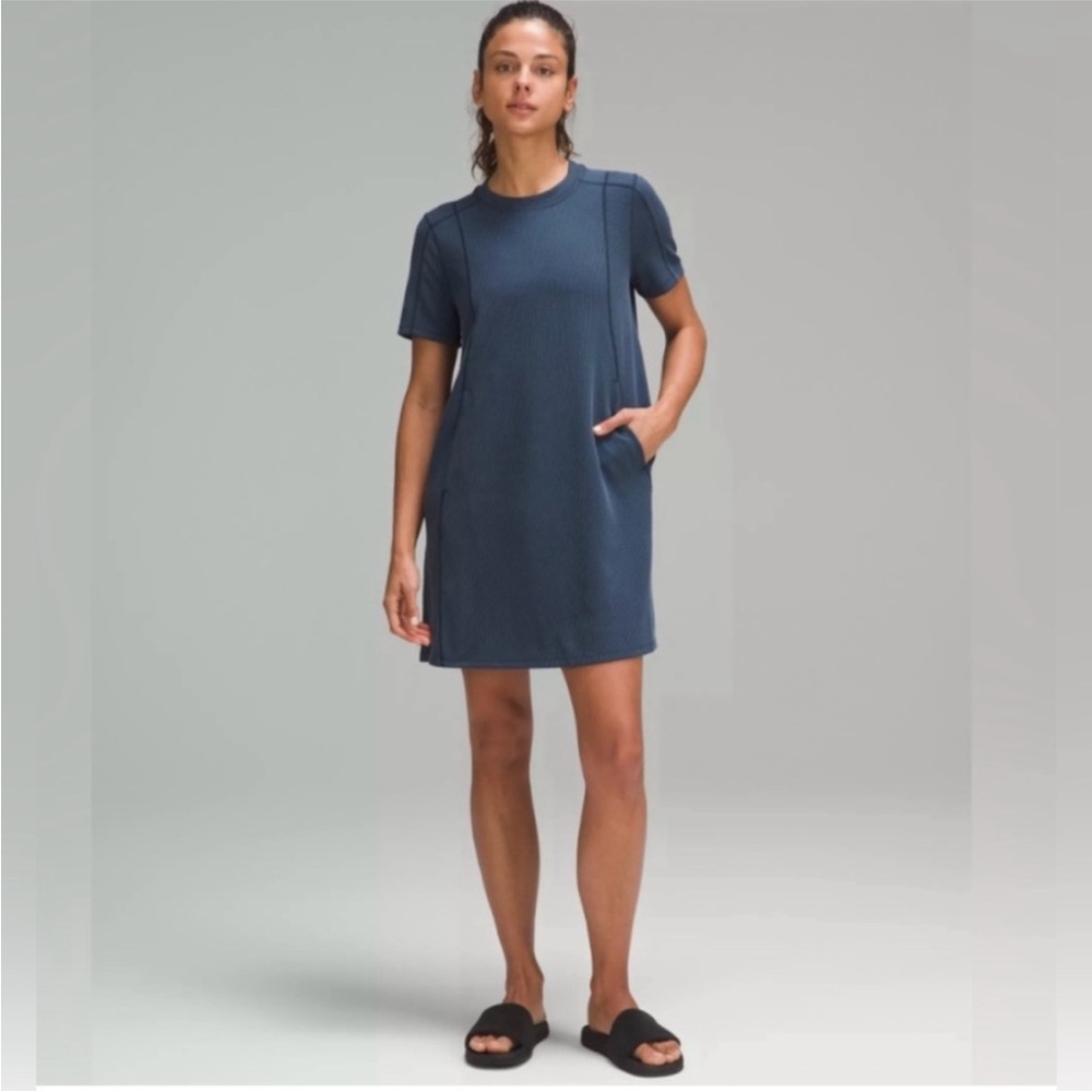 Lululemon Ribbed Softstreme Blue T-Shirt Dress 2
